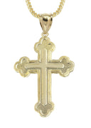 10K Yellow Gold Franco Chain & Diamond Cut Cross Pendant | Appx. 13.5 Grams
