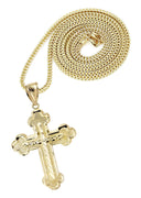 10K Yellow Gold Franco Chain & Diamond Cut Cross Pendant | Appx. 13.5 Grams