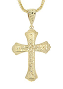 10K Yellow Gold Franco Chain & Nugget Cross Pendant | Appx. 14.3 Grams