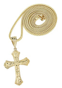 10K Yellow Gold Franco Chain & Nugget Cross Pendant | Appx. 14.3 Grams