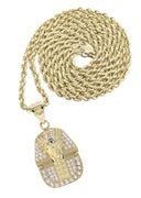 10K Yellow Gold Chain & Cz Pharaoh Pendant | Appx. 15.6 Grams