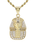 10K Yellow Gold Chain & Cz Pharaoh Pendant | Appx. 15.6 Grams