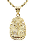 10K Yellow Gold Chain & Cz Pharaoh Pendant | Appx. 15.6 Grams