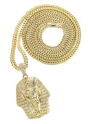 10K Yellow Gold Chain & Cz Pharaoh Pendant | Appx. 17.5 Grams