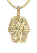 10K Yellow Gold Chain & Cz Pharaoh Pendant | Appx. 17.5 Grams