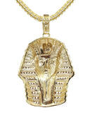10K Yellow Gold Chain & Cz Pharaoh Pendant | Appx. 17.5 Grams