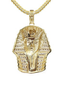 10K Yellow Gold Chain & Cz Pharaoh Pendant | Appx. 17.5 Grams