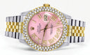 Diamond Gold Rolex Watch For Men 16233 | 36Mm | Pink Roman Numeral Dial | Two Row 4.25 Carat Bezel | Jubilee Band