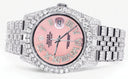 Iced Out Rolex Datejust 36 MM | Stainless Steel | 16.5 Carats of Diamonds | Pink Roman Diamond Dial | Jubilee Band | Model 116200
