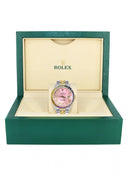 Diamond Gold Rolex Watch For Men 16233 | 36Mm | Rainbow Sapphire Bezel | Diamond Pink Roman Numeral Dial | Jubilee Band