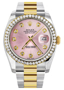 New Style | Diamond Gold Rolex Watch For Men | 36Mm | Pink Dial | Oyster Band