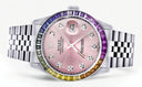 Diamond Gold Rolex Watch For Men 16200 | 36Mm | Rainbow Sapphire Bezel | Pink Dial | Jubilee Band