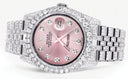 Iced Out Rolex Datejust 36 MM | Stainless Steel | 16.5 Carats of Diamonds | Pink Diamond Dial | Jubilee Band | Model 116200