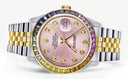 Diamond Gold Rolex Watch For Men 16233 | 36Mm | Rainbow Sapphire Bezel | Pink Dial | Jubilee Band