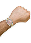 New Style | Diamond Gold Rolex Watch For Men | 36Mm | Pink Dial | Oyster Band