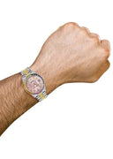 Diamond Gold Rolex Watch For Men 16233 | 36Mm | Rainbow Sapphire Bezel | Pink Dial | Jubilee Band