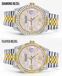 Gold & Steel Rolex Datejust Watch 16233 for Men | 36Mm | Custom Diamond Pink Dial | Jubilee Band