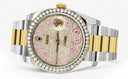 New Style | Diamond Gold Rolex Watch For Men | 36MM | Pink Arabic Diamond Dial | Oyster Band
