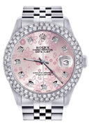 Womens Rolex Datejust Watch 16200 | 36Mm | Pink Flower Dial | Two Row 4.25 Carat Bezel | Jubilee Band