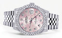 Mens Rolex Datejust Watch 16200 | 36Mm | Pink Flower Dial | Two Row 4.25 Carat Bezel | Jubilee Band