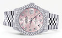 Womens Rolex Datejust Watch 16200 | 36Mm | Pink Flower Dial | Two Row 4.25 Carat Bezel | Jubilee Band