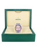 Diamond Gold Rolex Watch For Men 16200 | 36Mm | Rainbow Sapphire Bezel | Pink Flower Diamond Dial | Jubilee Band