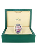 Diamond Gold Rolex Watch For Men 16200 | 36Mm | Rainbow Sapphire Bezel | Pink Mother Of Pearl Roman Numeral Dial | Jubilee Band