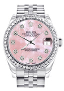Diamond Rolex Watch | Diamond Bezel | 31MM | Pink Mother of Pearl Diamond Dial | Jubilee Band
