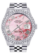 Womens Rolex Datejust Watch 16200 | 36Mm | Rose Mother of Pearl Roman Numeral Dial | Two Row 4.25 Carat Bezel | Jubilee Band