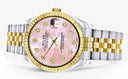 Diamond Gold Rolex Watch | Fluted Bezel | 31MM | Pink Mother of Pearl Diamond Dial | Jubilee Band