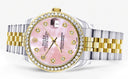 Diamond Gold Rolex Watch | Diamond Bezel | 31MM | Pink Mother Of Pearl Dial | Jubilee Band