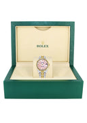 Diamond Gold Rolex Watch | Fluted Bezel | 31MM | Pink Mother of Pearl Diamond Dial | Jubilee Band