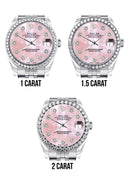 Diamond Rolex Watch | Diamond Bezel | 31MM | Pink Mother of Pearl Diamond Dial | Jubilee Band