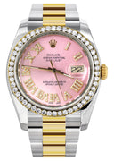 New Style | Gold & Steel Rolex Datejust Watch | 36Mm | Pink Roman Diamond Dial | Oyster Band