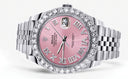 Rolex Datejust II Watch | 41 MM | Custom Pink Roman Diamond Dial | Jubilee Band