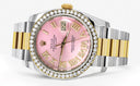 New Style | Gold & Steel Rolex Datejust Watch | 36Mm | Pink Roman Diamond Dial | Oyster Band