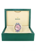 Diamond Gold Rolex Watch For Men 16200 | 36Mm | Rainbow Sapphire Bezel | Pink Roman Numeral Dial | Jubilee Band