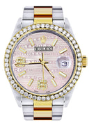 Gold & Steel Rolex Datejust Watch 16233 for Men | 36Mm | Custom Diamond Pink Dial | Oyster Band
