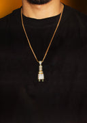 Mens Gold Plated Cuban Link Chain & Plug Pendant | Appx. 19.8 Grams