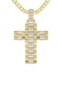 10K Yellow Gold Chain & Cz Cross Pendant | Appx. 17.3 Grams