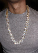 Iced Out Gold Plated Mens Prong Set Cuban Link Chain