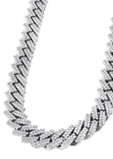 Iced Out Diamond Prong Cuban Link White Gold Chain