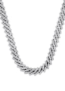 Iced Out Diamond Prong Cuban Link White Gold Chain