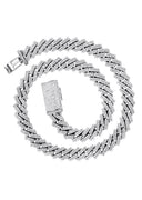 Iced Out Diamond Prong Cuban Link White Gold Chain
