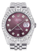 Iced Out Rolex Datejust 36 MM | Stainless Steel | 16.5 Carats of Diamonds | Purple Diamond Dial | Jubilee Band | Model 116200