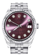 Diamond Rolex Watch | Fluted Bezel | 31MM | Purple Diamond Dial | Jubilee Band