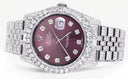Iced Out Rolex Datejust 36 MM | Stainless Steel | 16.5 Carats of Diamonds | Purple Diamond Dial | Jubilee Band | Model 116200