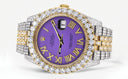 Diamond Iced Out Rolex Datejust 41 | 25 Carats Of Diamonds | Custom Purple Roman Numeral Diamond Dial | Two Tone | Jubilee Band