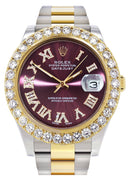 Rolex Datejust II Watch | 41 MM | 18K Yellow Gold & Stainless Steel | Custom Purple Roman Dial | Oyster Band