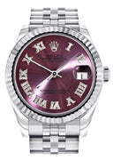 Diamond Rolex Watch | Fluted Bezel | 31MM | Purple Roman Numeral Diamond Dial | Jubilee Band
